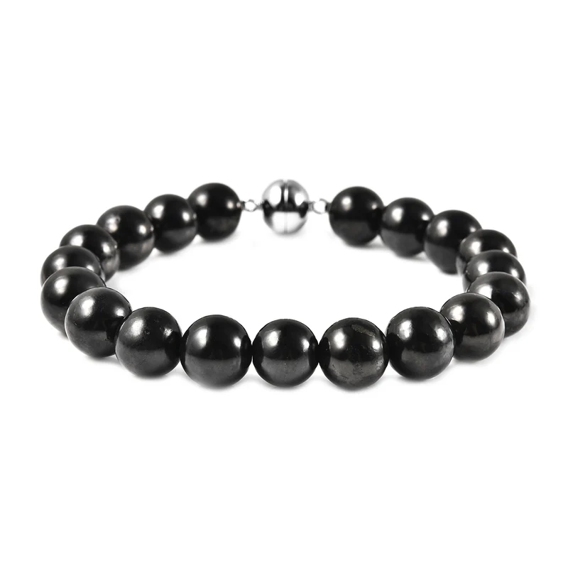 Shungit flexibel Armband ca. 20 cm lange mit Magnetschloss 925 Silber rhodiniert