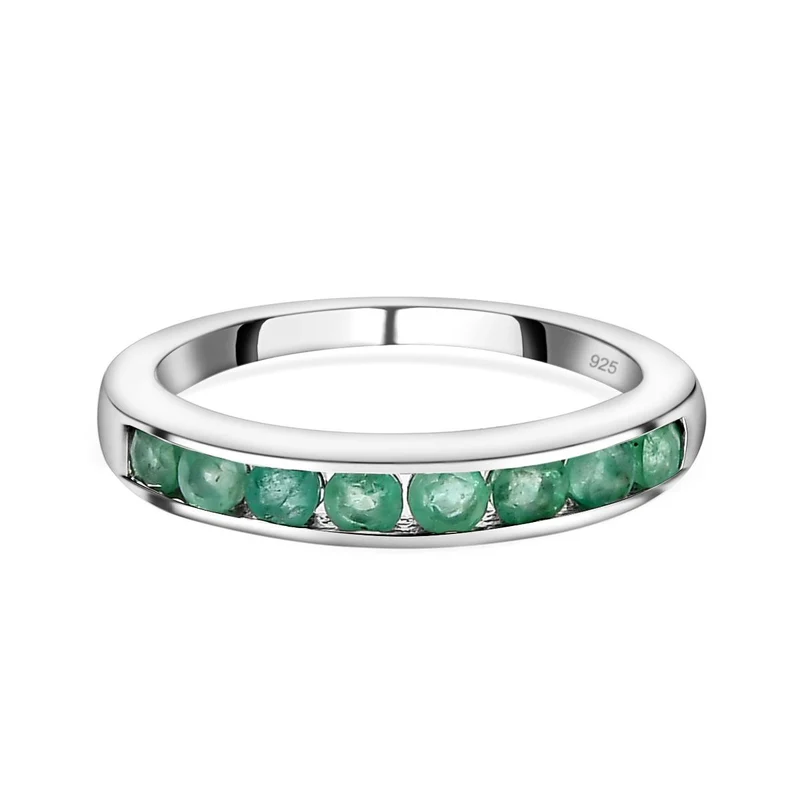 Kagem sambischer Smaragd-Ring, 925 Silber platiniert ca. 0,51 ct