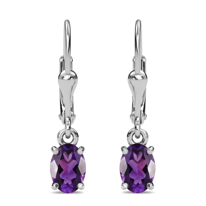 AAA Natürliche, marokkanische Amethyst-Ohrringe, 925 Silber platiniert ca. 2.29 ct