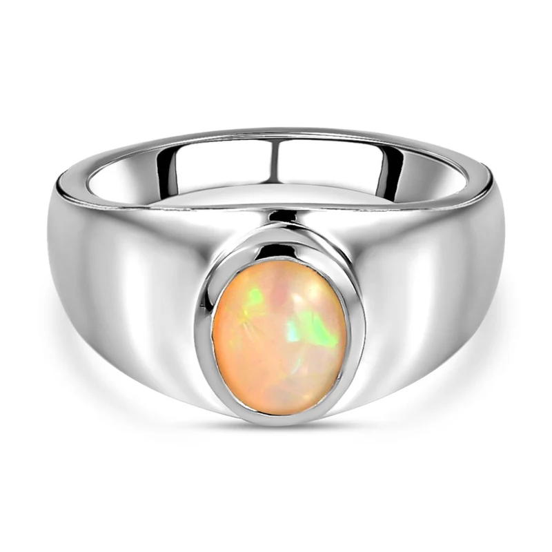 Natürlicher, äthiopischer Welo Opal Ring, 925 Silber ca. 0.73 ct