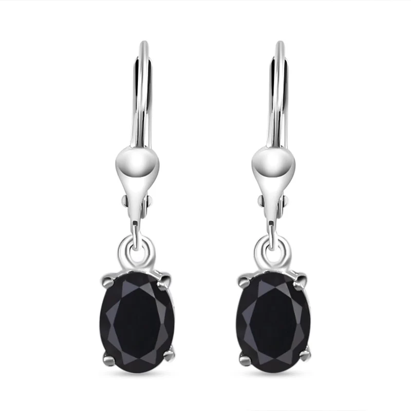 Schwarze Spinell Ohrringe, 925 Silber ca. 2.99 ct