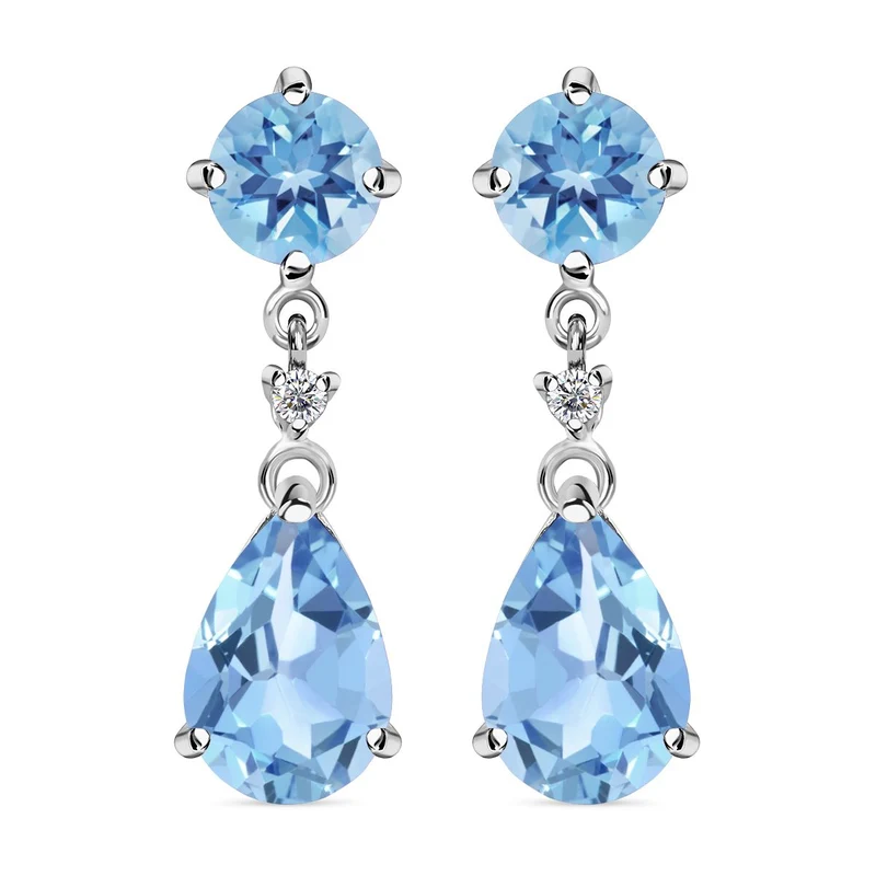 Himmelblaue Topas Ohrringe, 925 Silber ca. 10,46 ct