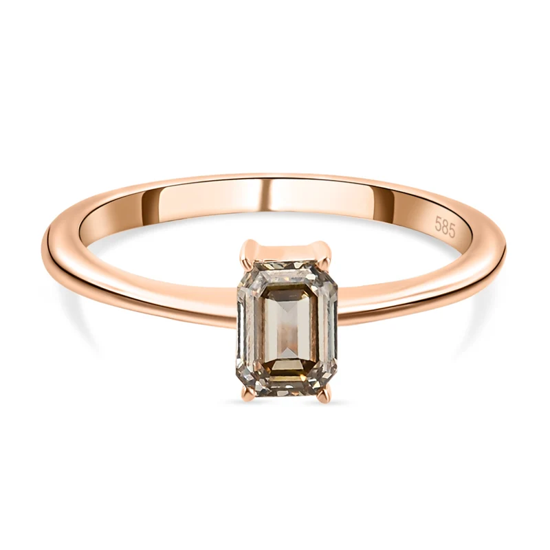 Natürlicher Champagner Diamant-Ring, P1 SGL zertifiziert, 585 Roségold ca. 0.50 ct
