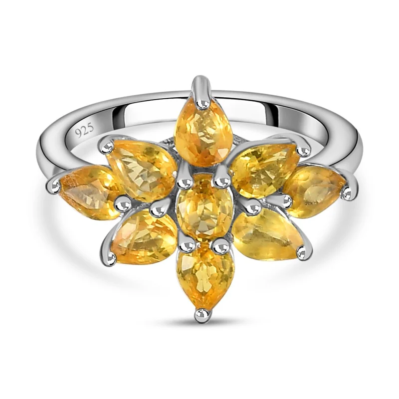 Gelber Saphir-Ring, 925 Silber platiniert ca. 2.00 ct