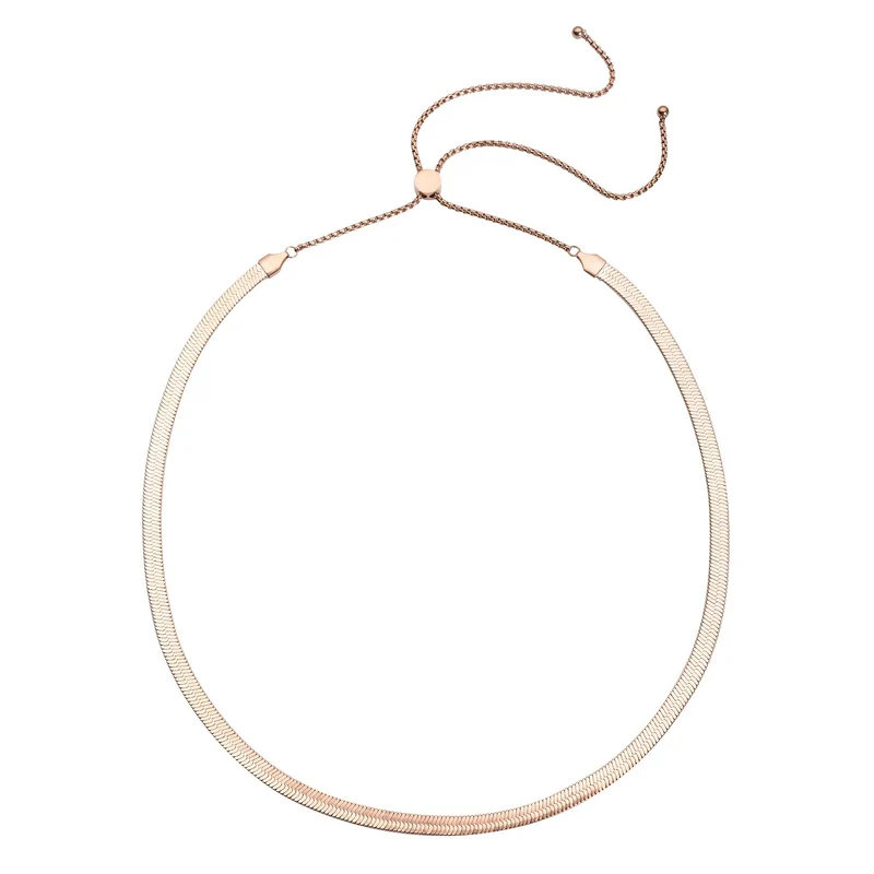 Seidige Fischgräten-Gliederkette, ca. 45 cm, reiner Edelstahl roséfarben ca. 20,20g