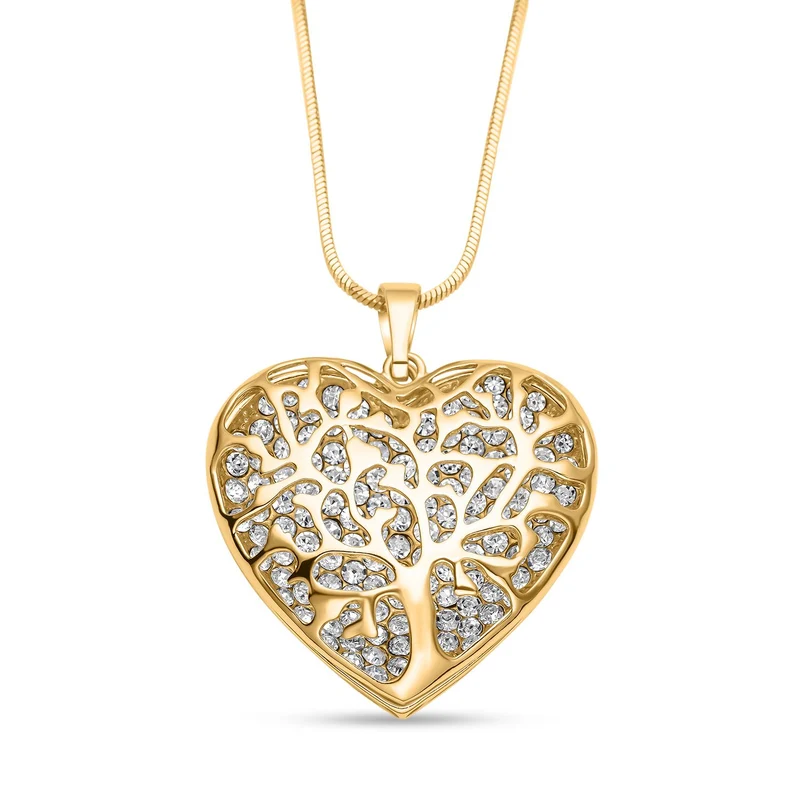 Weißer Kristall Anhänger mit Kette, goldfarben