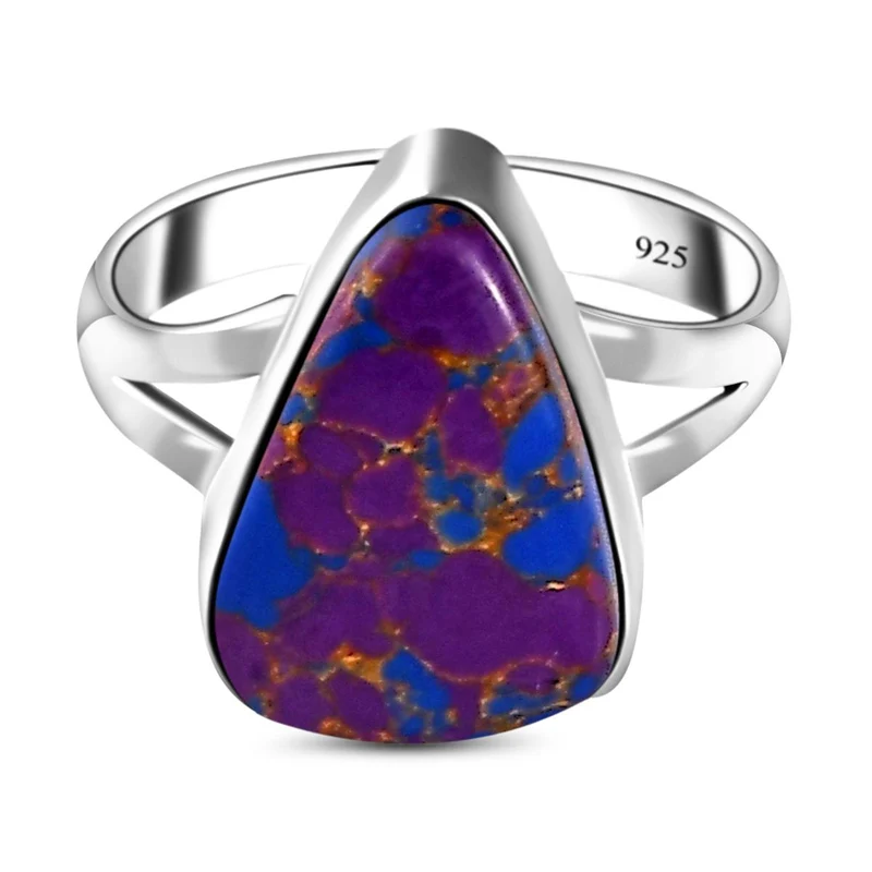 Lila Mojave Türkis-Ring, 925 Silber ca. 5.36 ct