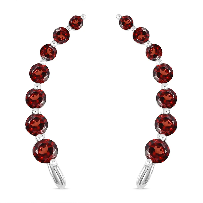 Rote Granat-Ohrringe, 925 Silber platiniert ca. 3.40 ct