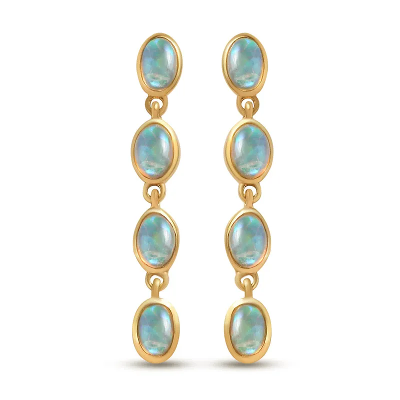 Natürliche, äthiopische Opal-Ohrringe, 925 Silber vergoldet ca. 2.62 ct