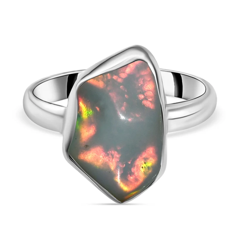 Natürlicher, äthiopischer Welo Opal Ring, 925 Silber ca. 5.00 ct