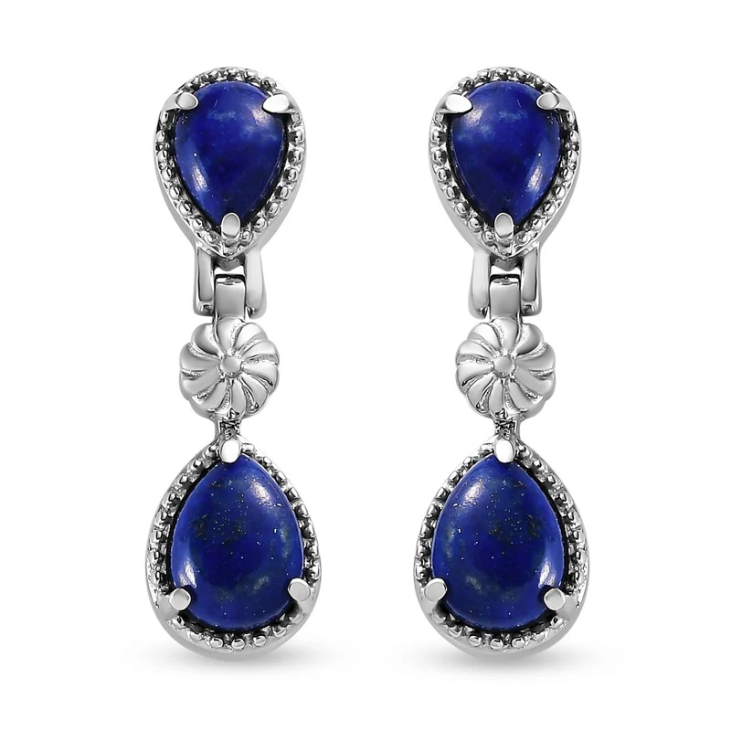 Lapislazuli-Ohrringe, Edelstahl ca. 5,11 ct