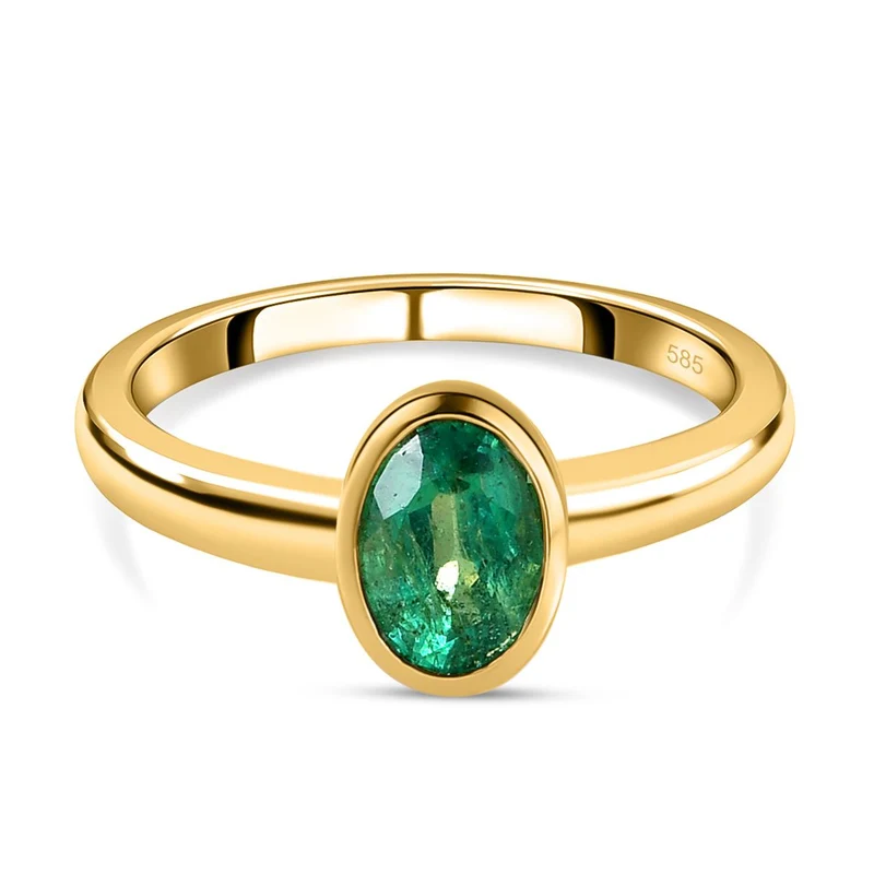 AAA Kagem sambischer Smaragd Ring, 585 Gold ca. 0.77 ct