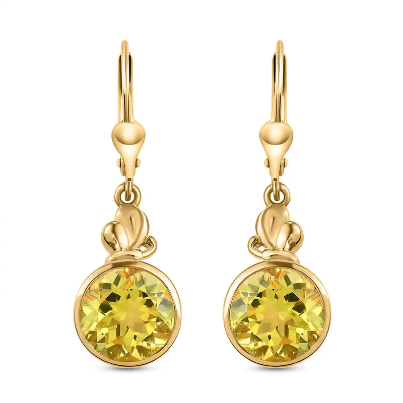 Ouro Verde-Quarz Ohrringe, 925 Silber vergoldet ca. 6.83 ct