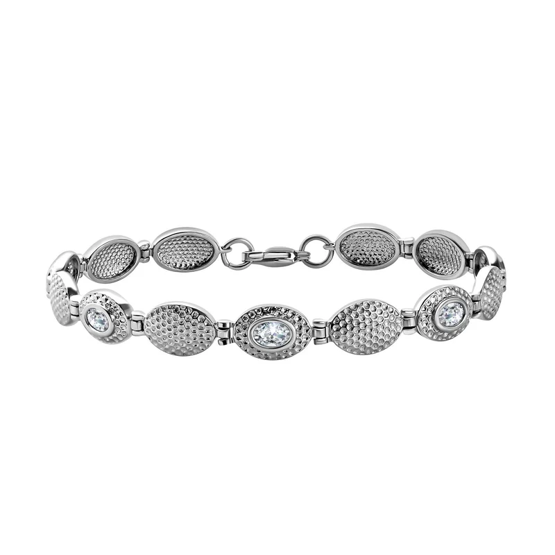 Himmelblaues Topas Armband, ca. 20 cm, Edelstahl ca. 2,82 ct