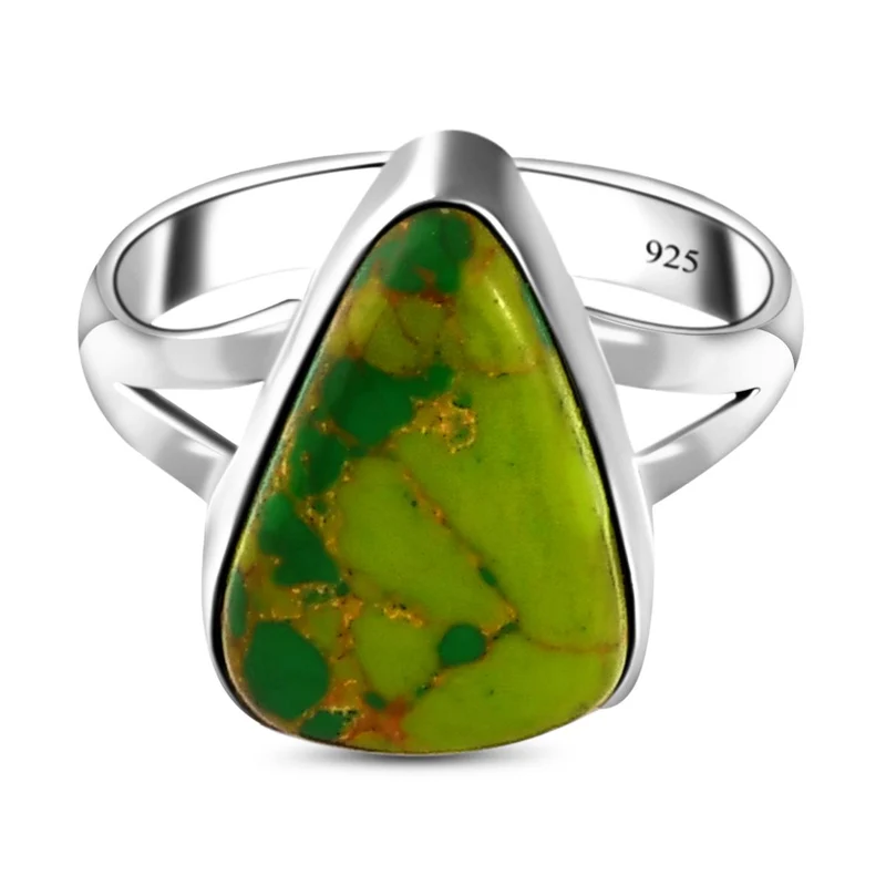 Grüner Mojave Türkis-Ring, 925 Silber ca. 5,22 ct