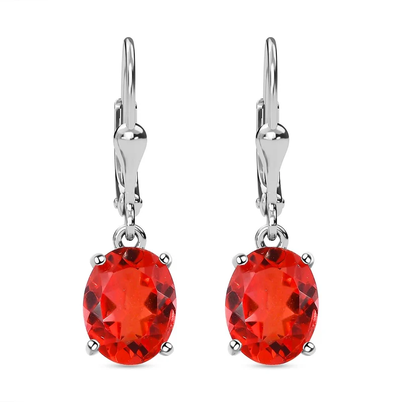 Padparadscha Triplette Quarz-Ohrringe, 925 Silber platiniert ca. 3.93 ct
