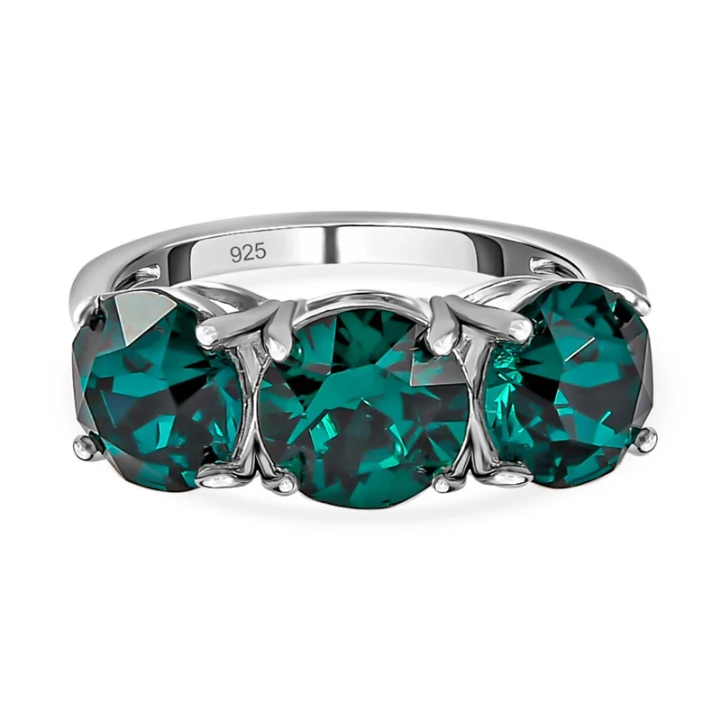 Smaragd-Kristall Ring, 925 Silber