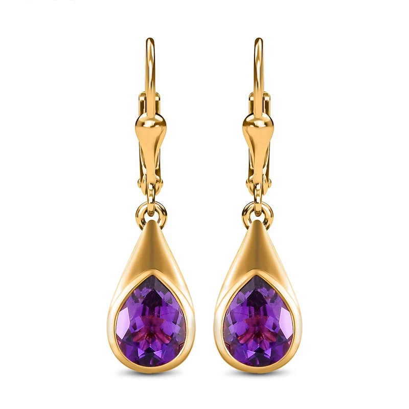 Natürliche, marokkanische Amethyst-Ohrringe, 925 Silber vergoldet ca. 3,21 ct