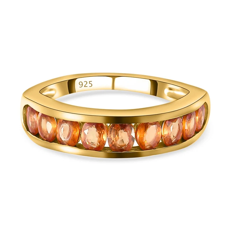 Orangener Saphir-Ring, 925 Silber vergoldet ca. 2,14 ct