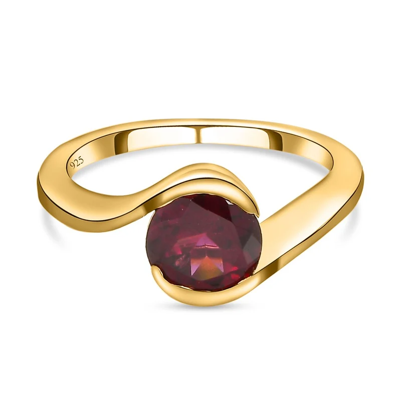Rhodolith Granat-Ring, 925 Silber vergoldet ca. 1.53 ct