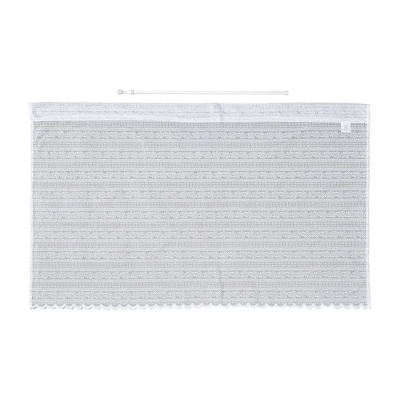 Gardinen mit verstellbarer Metallstange, gestrickter Stoff, 145x90cm, gewebt, kleine Blumen