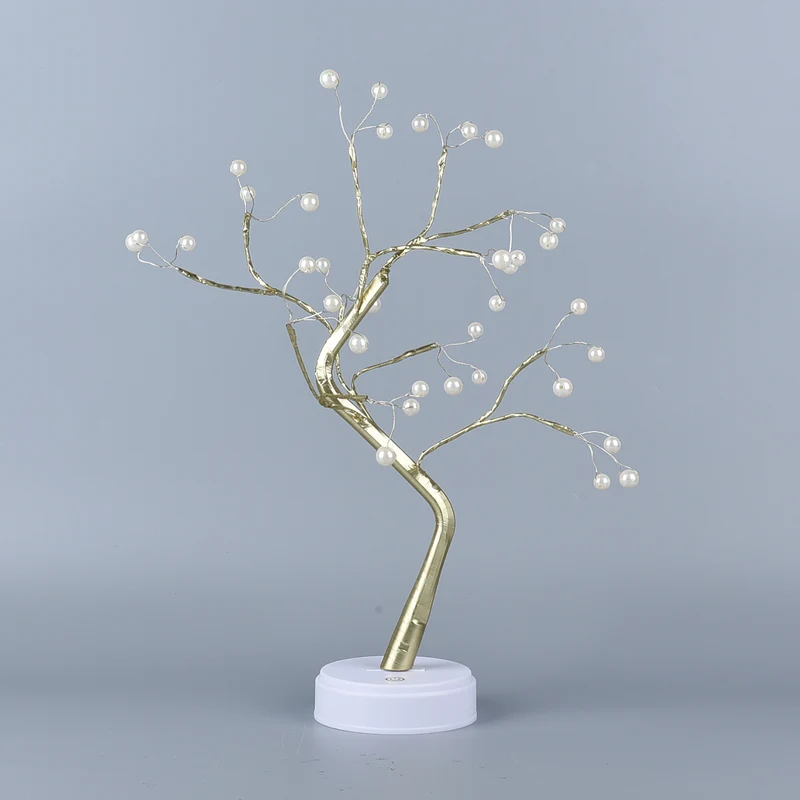 Warmweiße 36 LED Baum Lampe, Größe 50 cm, 3xAA (nicht inkl.), Gold und Weiß