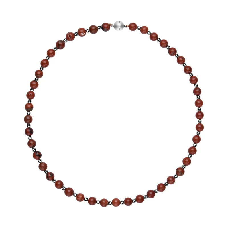 Rote Jaspis Halskette, ca. 50 cm, reiner Edelstahl ca. 162,50 ct