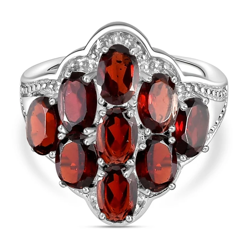 Roter Granat-Ring, Edelstahl, ca. 5,39 ct