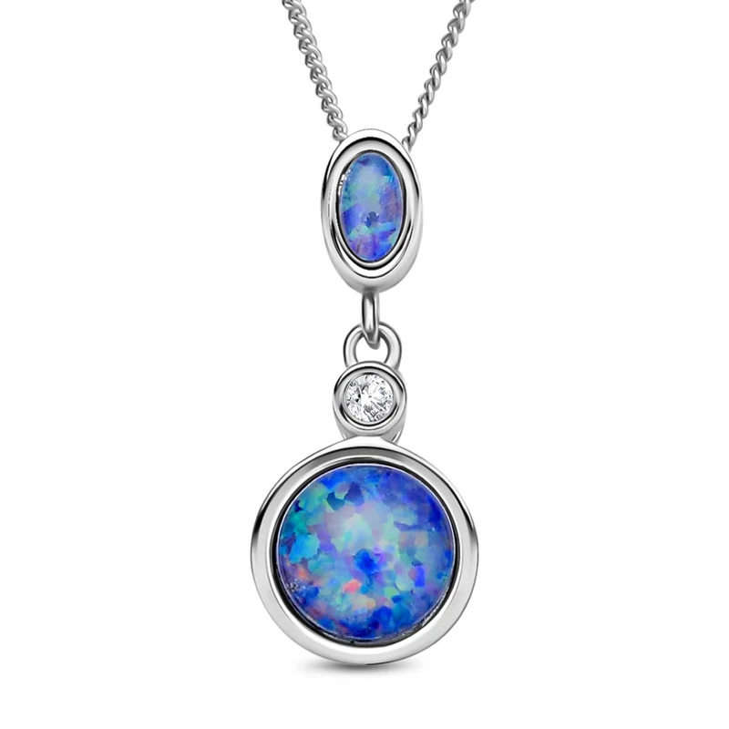 Boulder Opal Triplett-Anhänger mit Kette, 925 Silber rhodiniert ca. 1,74 ct