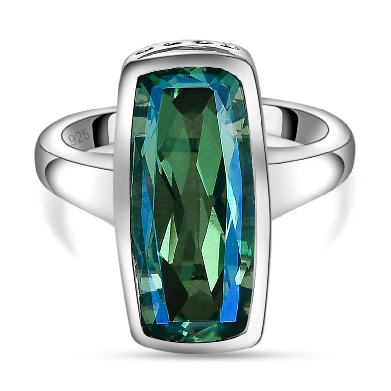 Pfau Triplette Quarz Ring, 925 Silber platiniert ca. 6.81 ct