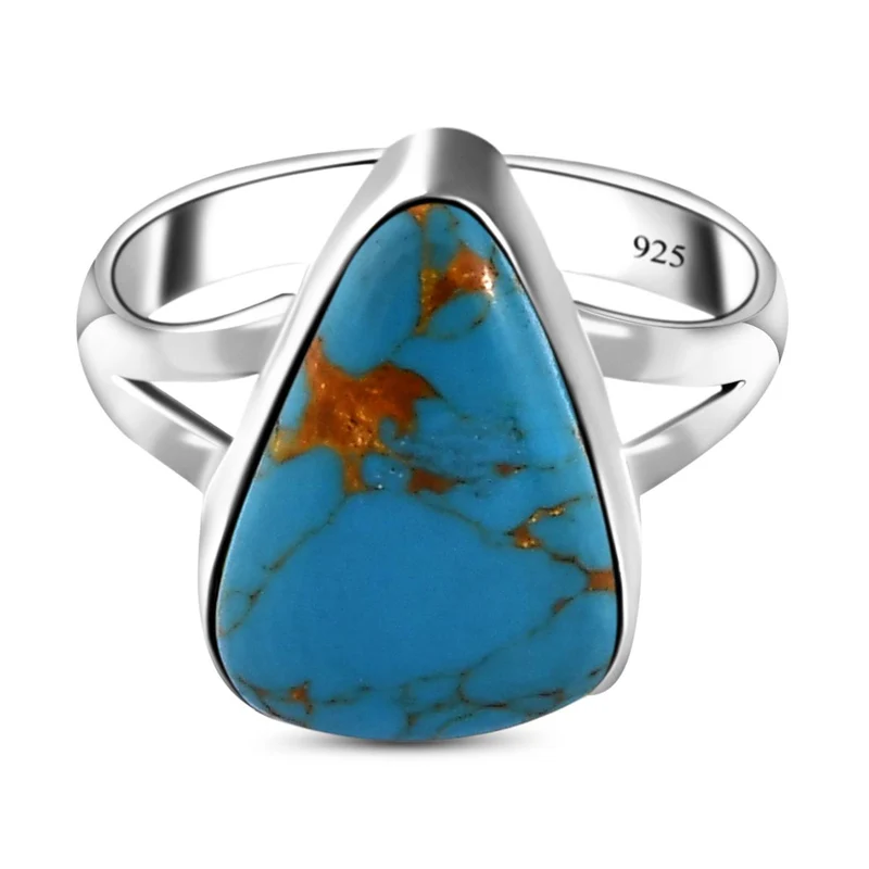 Blauer Mojave Türkis-Ring, 925 Silber ca. 4.95 ct