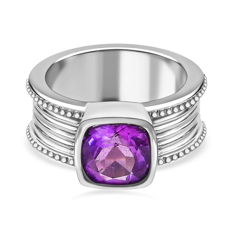 Afrikanischer Amethyst Ring, Edelstahl ca. 2.69 ct