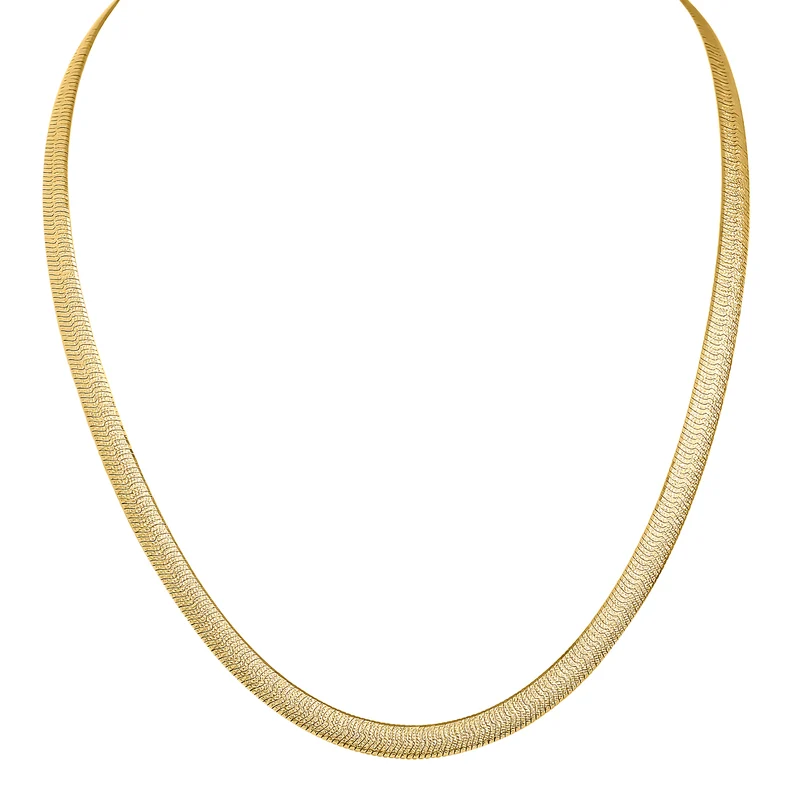 Italienische Fischgrät Flachkette, 925 Silber vergoldet ca. 45 cm ca. 12,31g