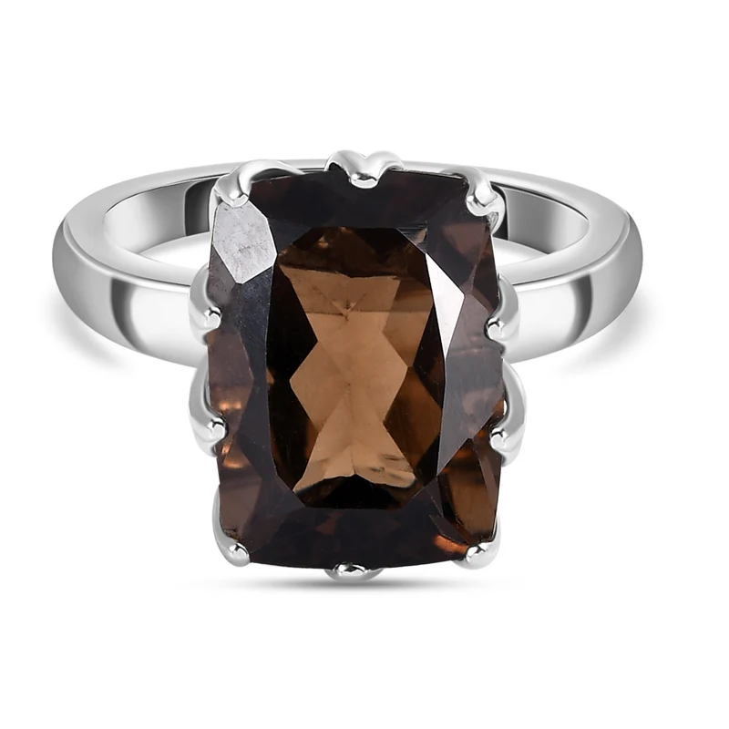 Rauchquarz Ring, 925 Silber platiniert ca. 6.25 ct