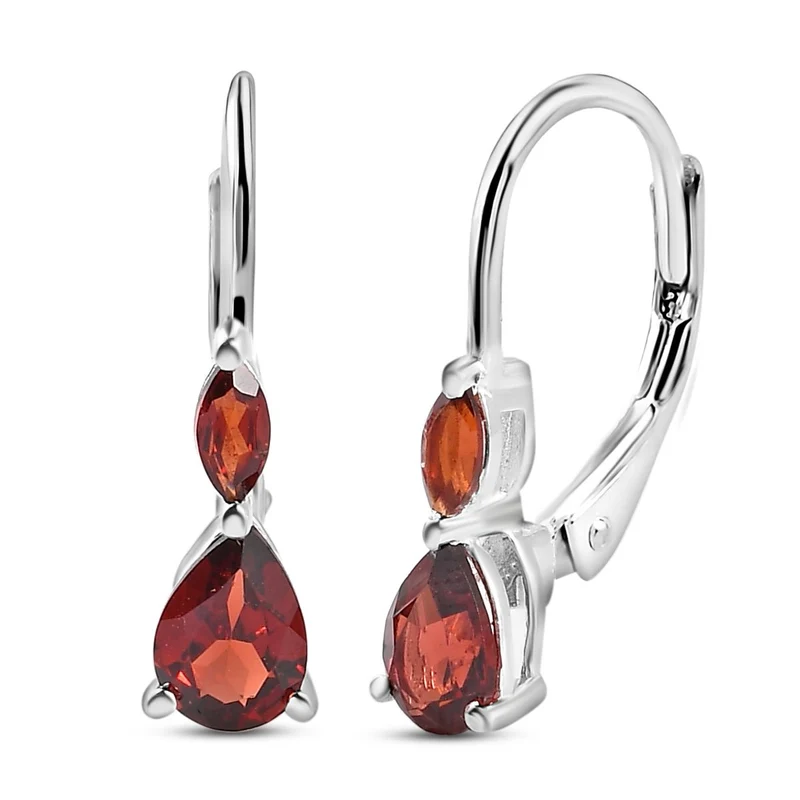 Rote Granat Ohrringe, 925 Silber ca. 1,92 ct