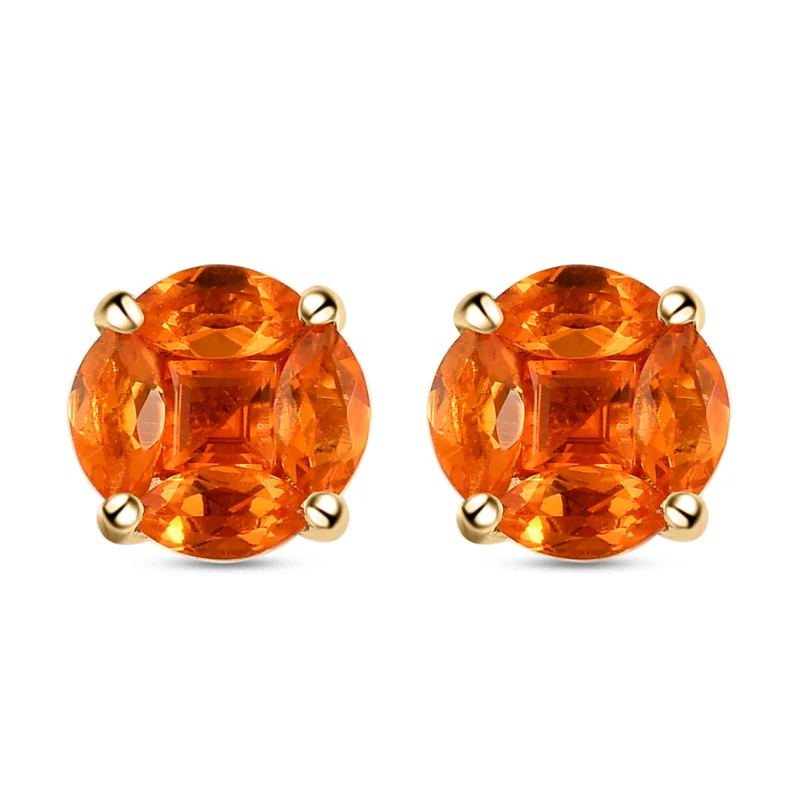 Salamanca Feueropal Ohrringe, 925 Silber vergoldet ca. 0.94 ct