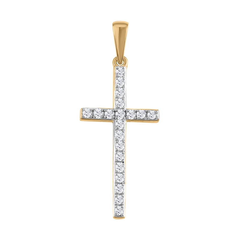 Diamant-Kreuz-Anhänger, 925 Silber vergoldet ca. 0.33 ct