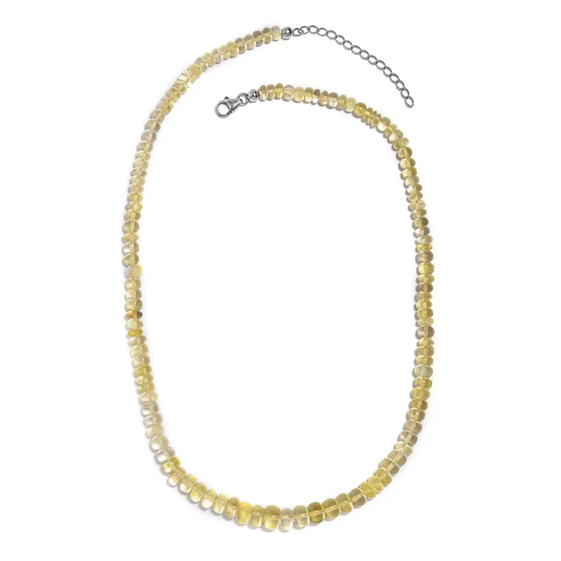Lemon Quarz Halskette, ca. 45 cm, 925 Silber ca. 120.00 ct