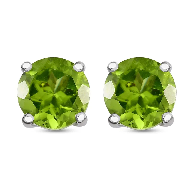 Natürliche Peridot Ohrringe, 925 Silber platiniert ca. 2,72 ct