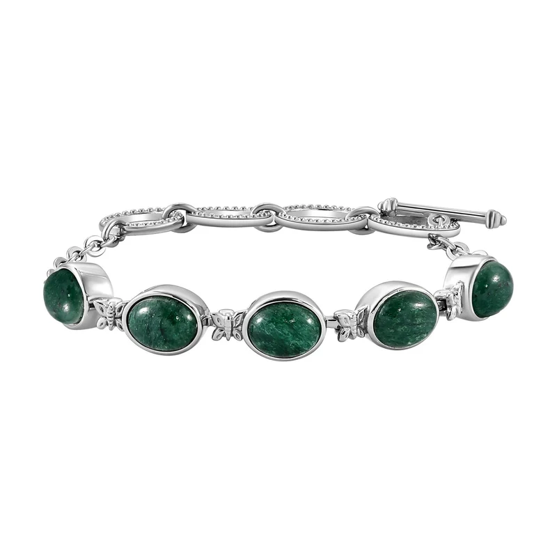 Grünes Aventurin Armband, ca. 19 cm, Edelstahl ca. 11,17 ct