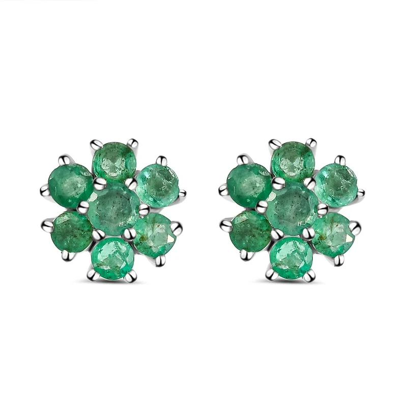 Kagem sambische Smaragd-Ohrringe, 925 Silber platiniert ca. 1,77 ct