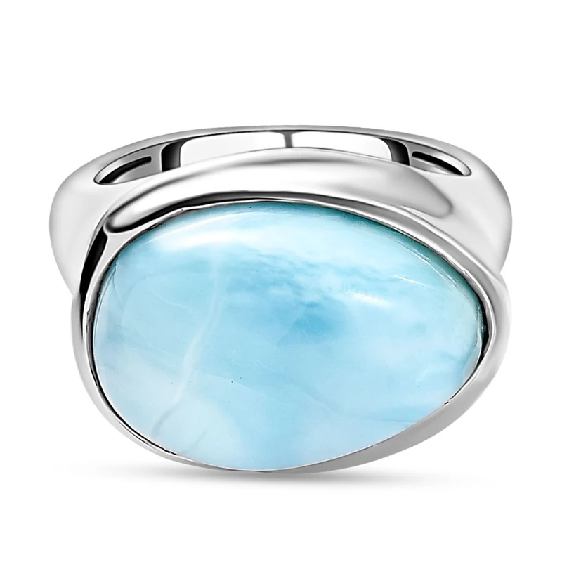 Larimar Ring, 925 Silber platiniert ca. 10.74 ct