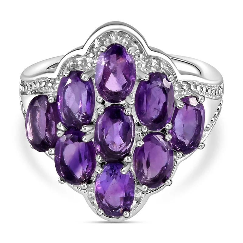 Afrikanischer Amethyst-Ring, Edelstahl, ca. 3,55 ct