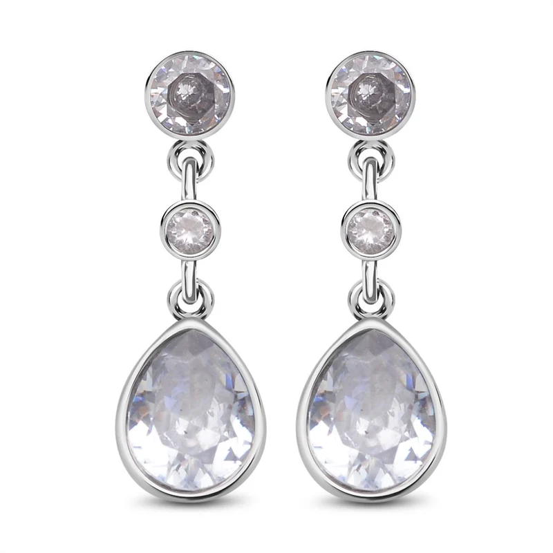 Weiße Zirkonia Ohrringe, Edelstahl ca. 12.40 ct