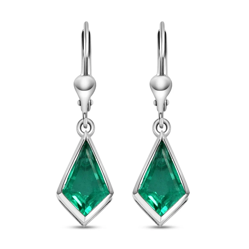 Smaragd-Triplett-Quarz-Ohrringe, fancy, 925 Silber platiniert ca. 4,09 ct