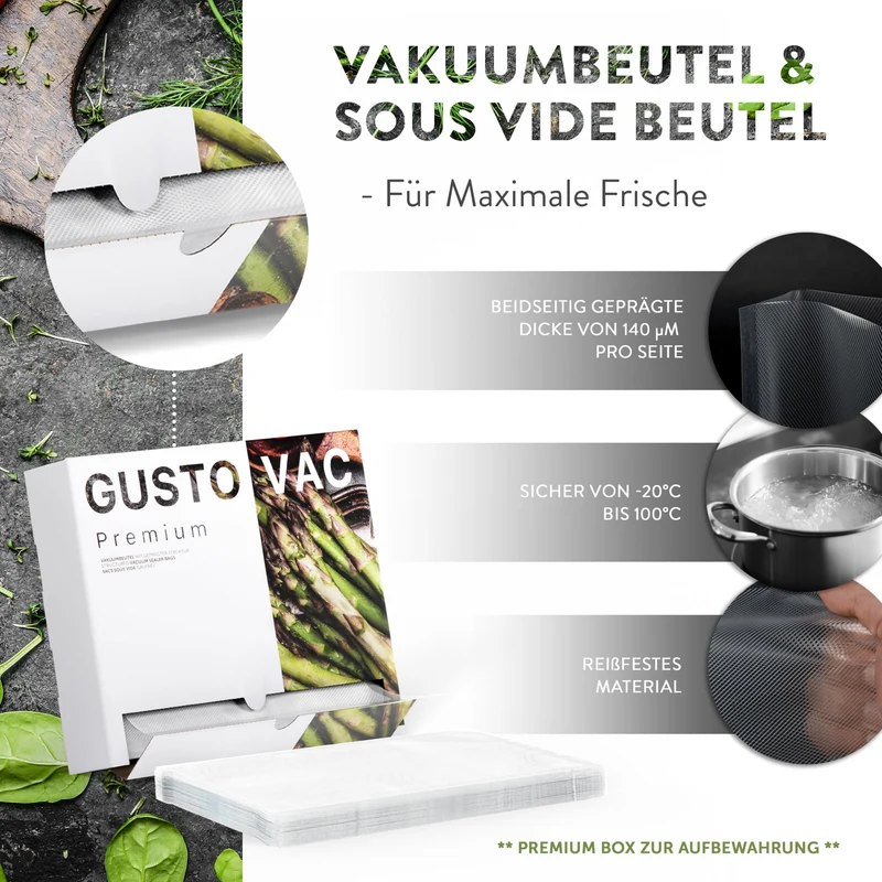 Premium Vakuumbeutel - 20x30 cm - 50 Stück