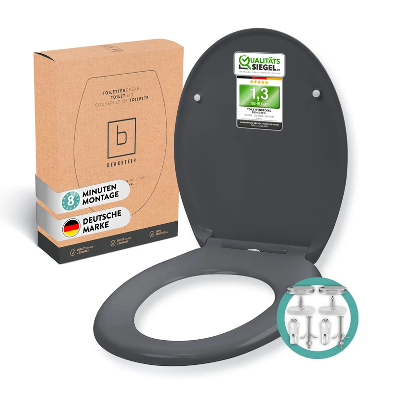 Premium Toilettendeckel - oval - dunkelgrau
