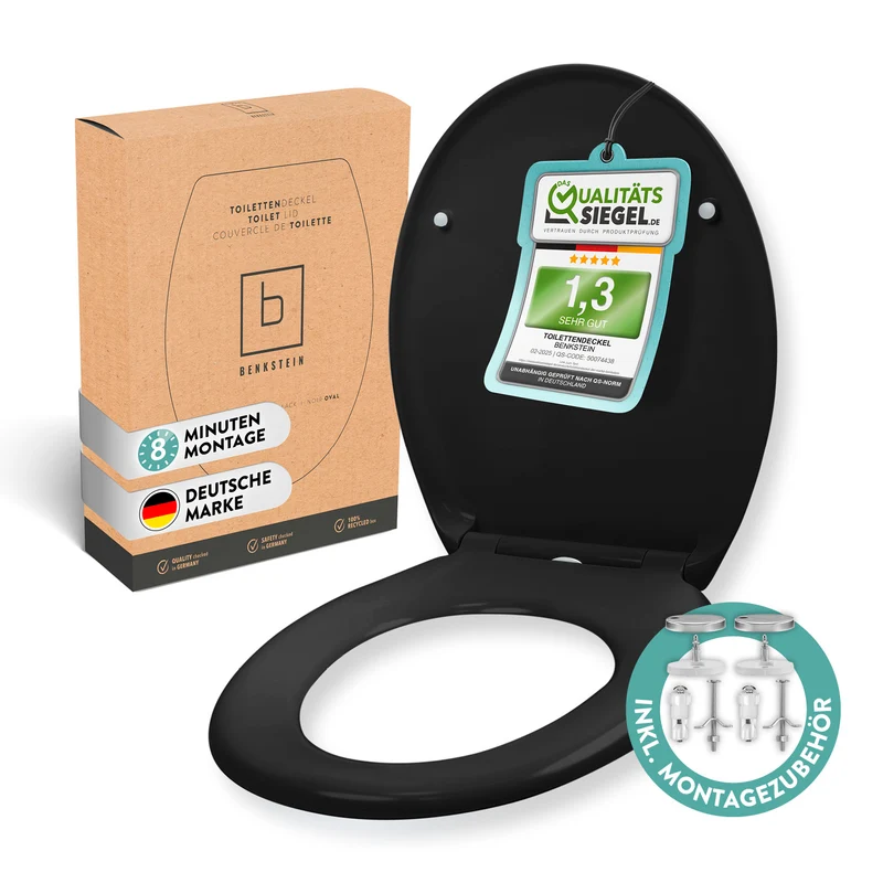 Premium Toilettendeckel - oval - schwarz