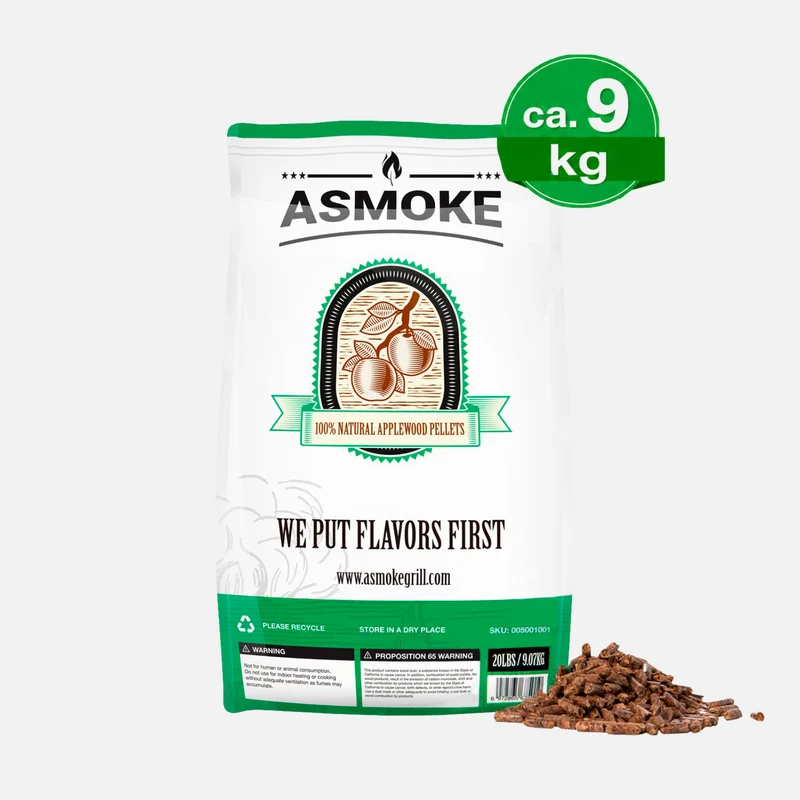 ASMOKE 100 % Apfelholzpellets – Natürliches Raucharoma für Grill & Smoker