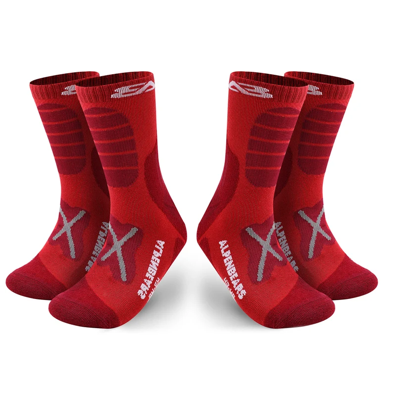 Wandersocken Merino Wolle - 2er-Set - Rot - Größe 39-42